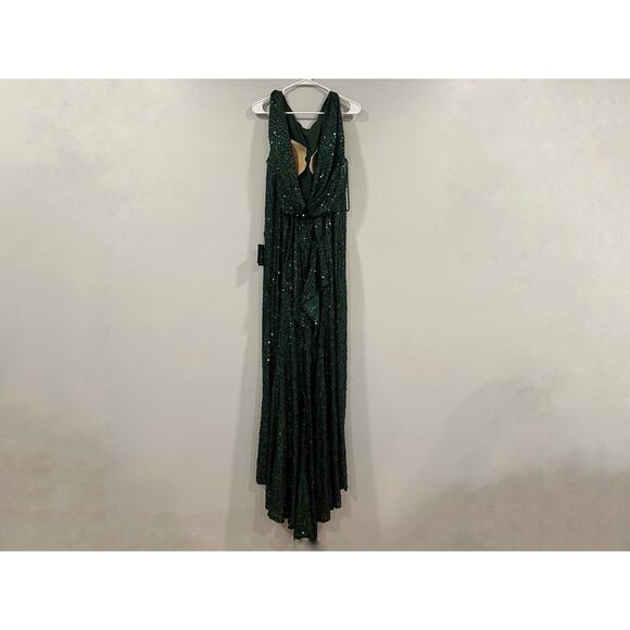 Mac Duggal 26331 Emerald Cowl Back Boat Neck Sequined Evening Gown Sz 14 NEW - Picture 6 of 7